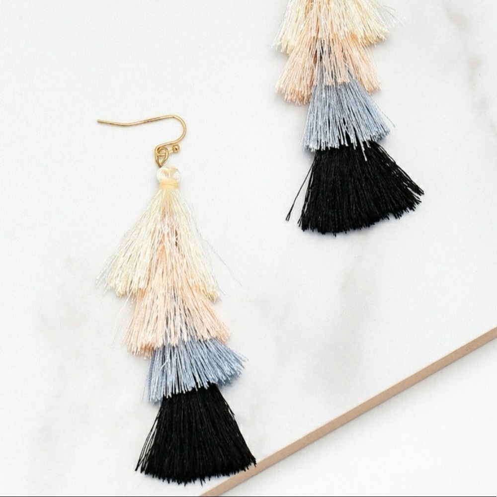 Multi tiered tassel earrings - Picture 1 of 3